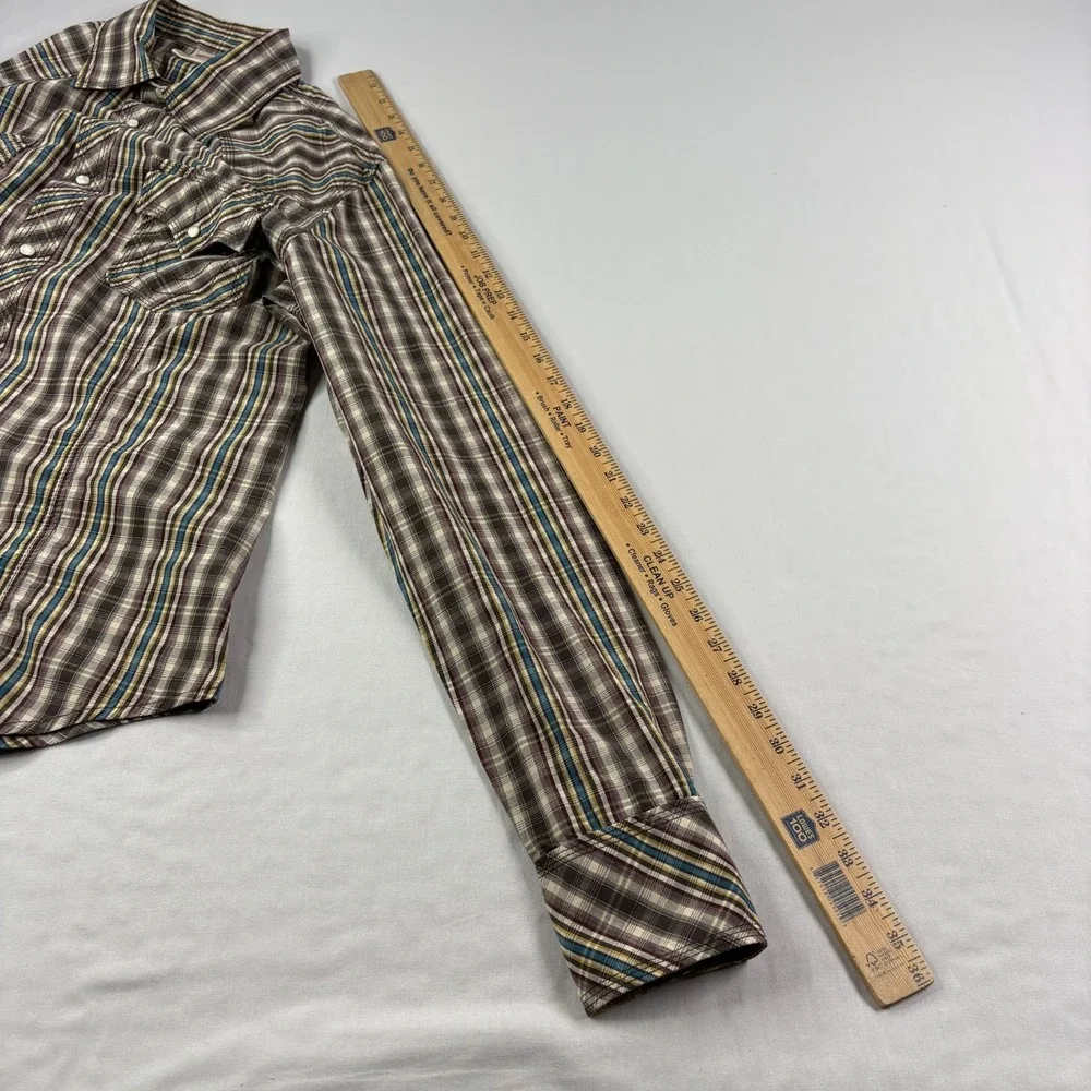True Religion Western Shirt Mens‎ XL Lot of 2 Plaid Pearl Snap Up Long Sleeve